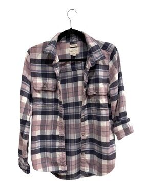 American Eagle Pink and Navy Plaid Shirt